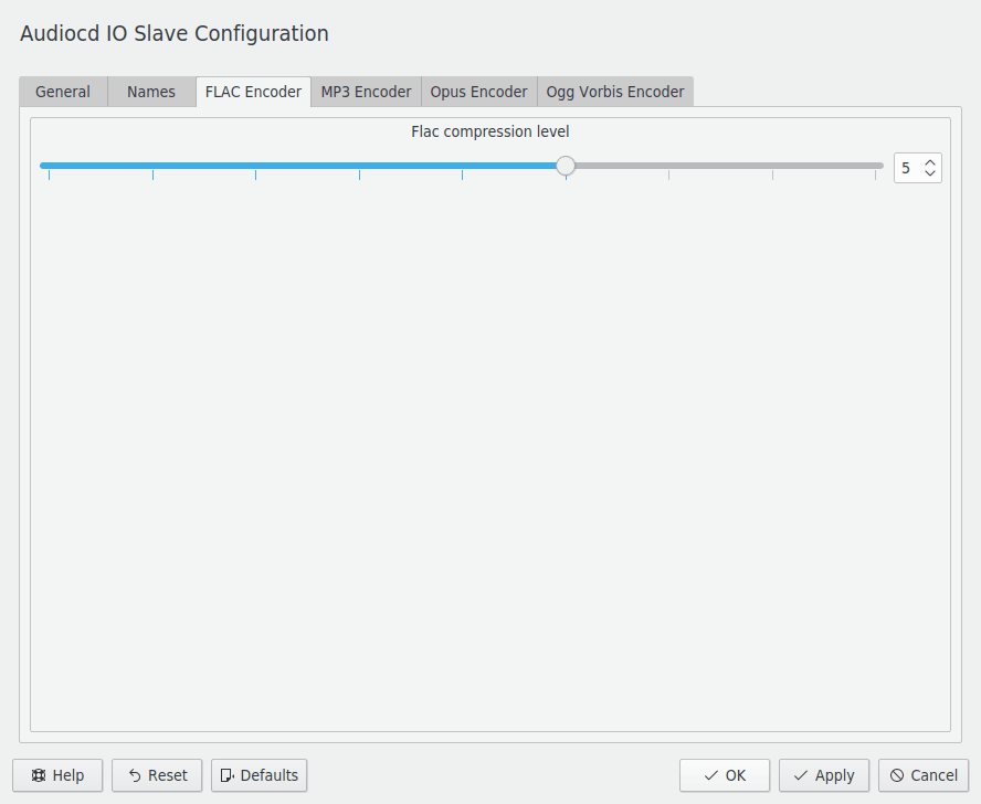 The FLAC Encoder tab