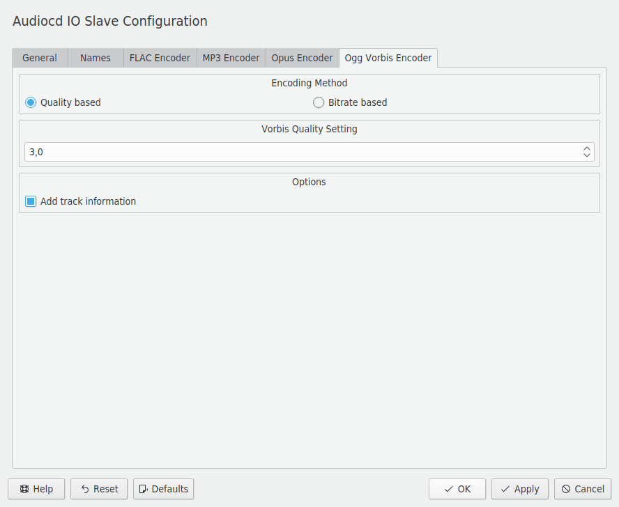 The Ogg Vorbis Encoder tab