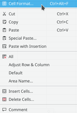 Right mouse button context menu.