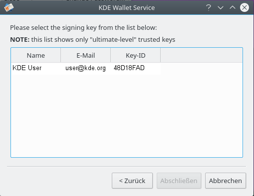 Select an encryption key